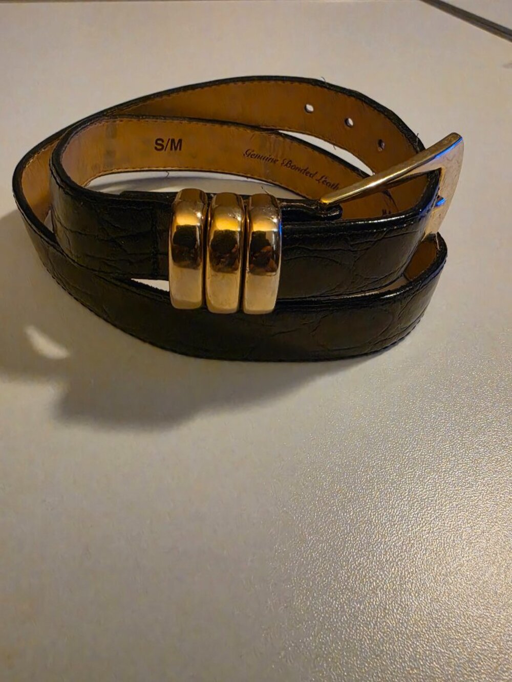 RIBCO USA Vtg Leather Brass Buckle Minimalist, Indie, Sleek, Quiet Luxury Sz S/M
